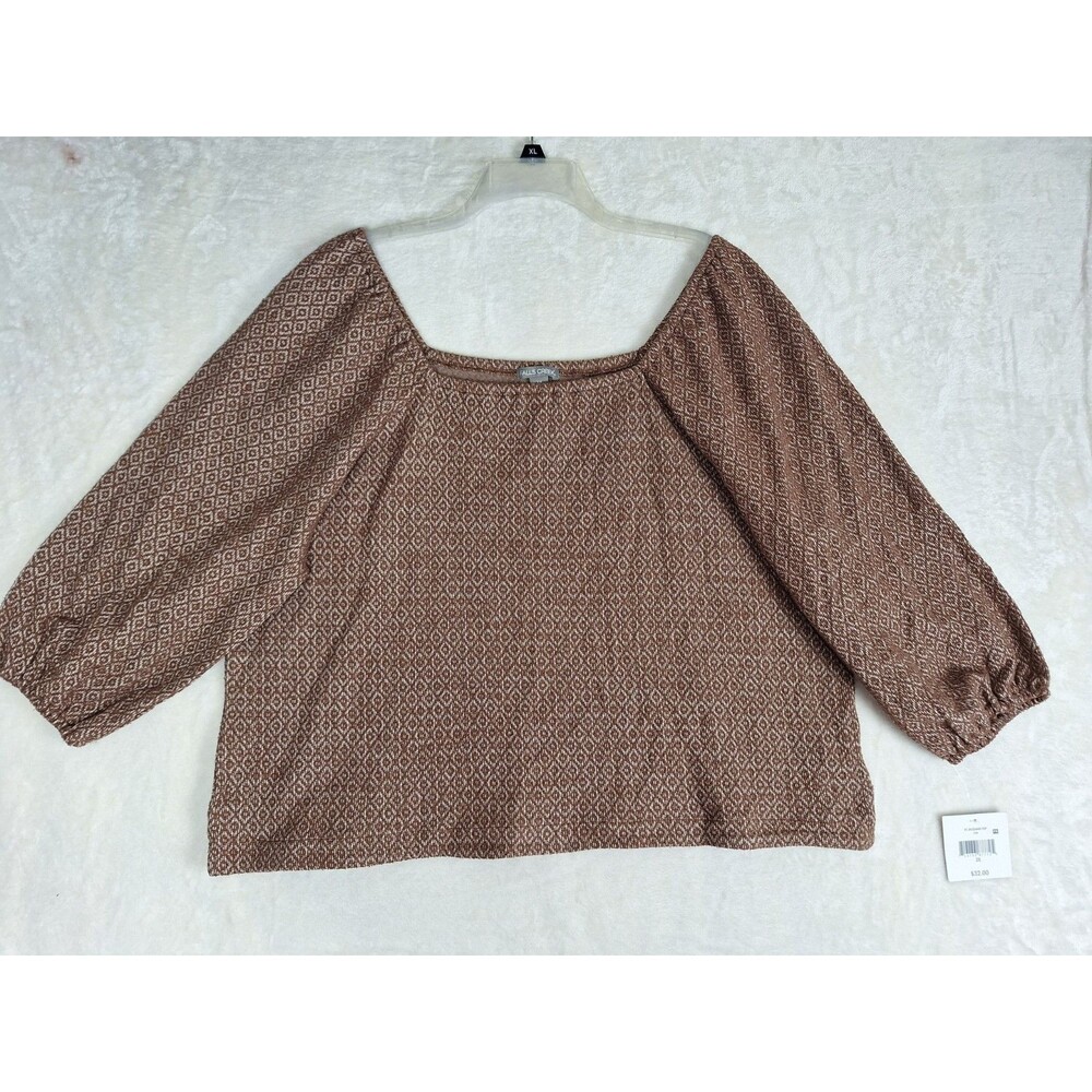 Women’s Falls Creek Off The Shoulder Knit Top Jacquard Brown Nwt Boho Sweater